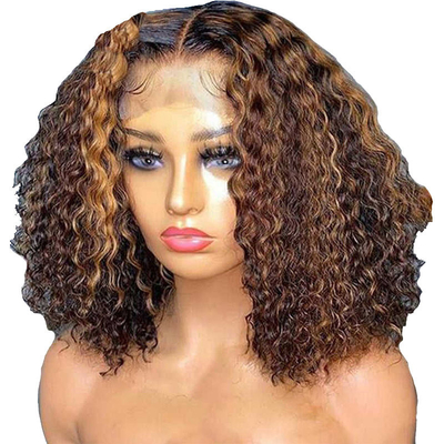 8inch HD Lace Front Peruvian Water Wave Short Blunt Cut Curly Bob Capelli Umani Parrucche fo