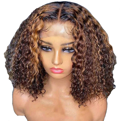 8inch HD Lace Front Peruvian Water Wave Short Blunt Cut Curly Bob Capelli Umani Parrucche fo