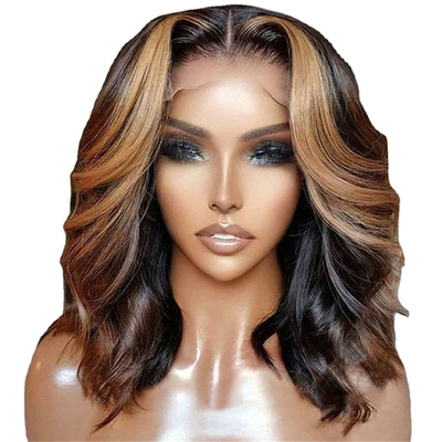 8inch HD Lace Front Peruvian Water Wave Short Blunt Cut Curly Bob Capelli Umani Parrucche fo