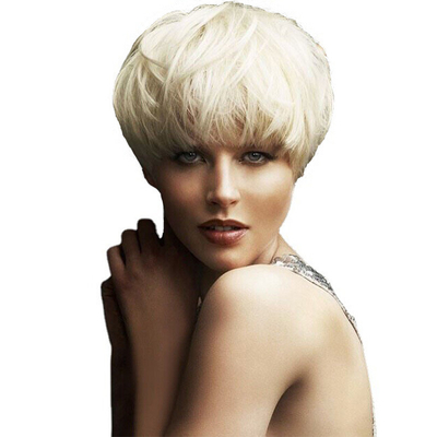 250g-450g capelli umani naturali senza colla Fairy Cut Short Bone Straight Parrucche per donne bianche