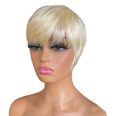250g-450g capelli umani naturali senza colla Fairy Cut Short Bone Straight Parrucche per donne bianche