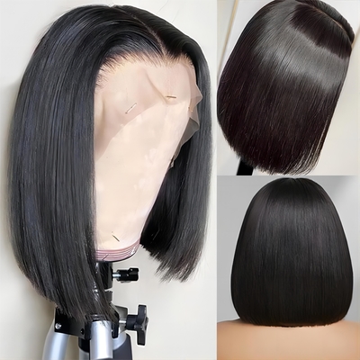 Capelli brasiliani corti bob trasparente bob parrucche Hd pizzo fronte parrucche di capelli umani 8-14 pollici
