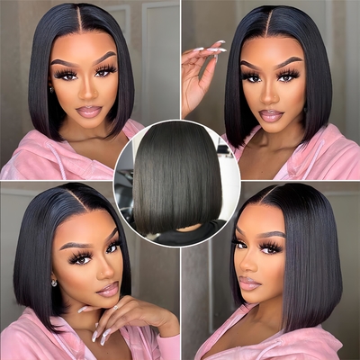 Capelli brasiliani corti bob trasparente bob parrucche Hd pizzo fronte parrucche di capelli umani 8-14 pollici
