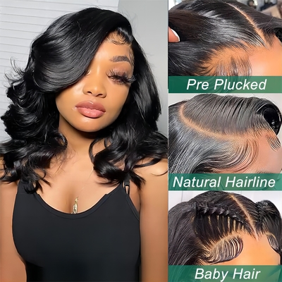 Capelli brasiliani corti bob trasparente bob parrucche Hd pizzo fronte parrucche di capelli umani 8-14 pollici