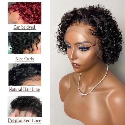 Perrucche per capelli umani da 8 pollici 360 pizzo davanti perrucche a riccioli da fantoccio per capelli morbidi e lucidi