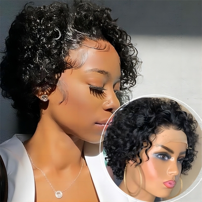 Perrucche per capelli umani da 8 pollici 360 pizzo davanti perrucche a riccioli da fantoccio per capelli morbidi e lucidi
