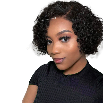 Top Capelli Umani Brasiliano Piccioli Taglio Ricci Full HD Pizzo Senza Colla Parrucca laterale per donne