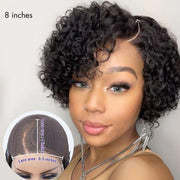 Top Capelli Umani Brasiliano Piccioli Taglio Ricci Full HD Pizzo Senza Colla Parrucca laterale per donne