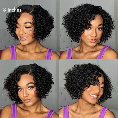 Top Capelli Umani Brasiliano Piccioli Taglio Ricci Full HD Pizzo Senza Colla Parrucca laterale per donne